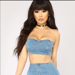 Medium Wash Denim Tube Top - Size Medium